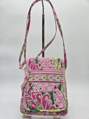 Vera Bradley Pink Pinwheel Hipster Crossbody Bag Retired Pattern Quilted Purse